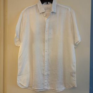 NWT‎ Toscano Firenze Men's Classic White Linen Shirt, size L